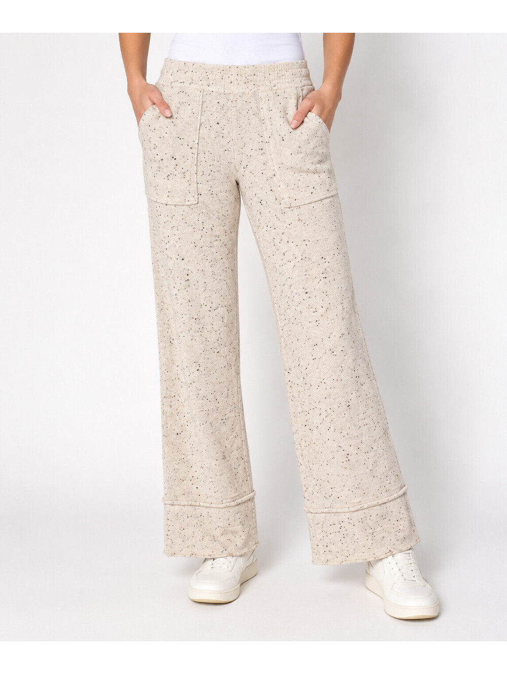 AnyBody Regular Flecked Sweater Pull On Pants with Pockets Pearl, Size 1X